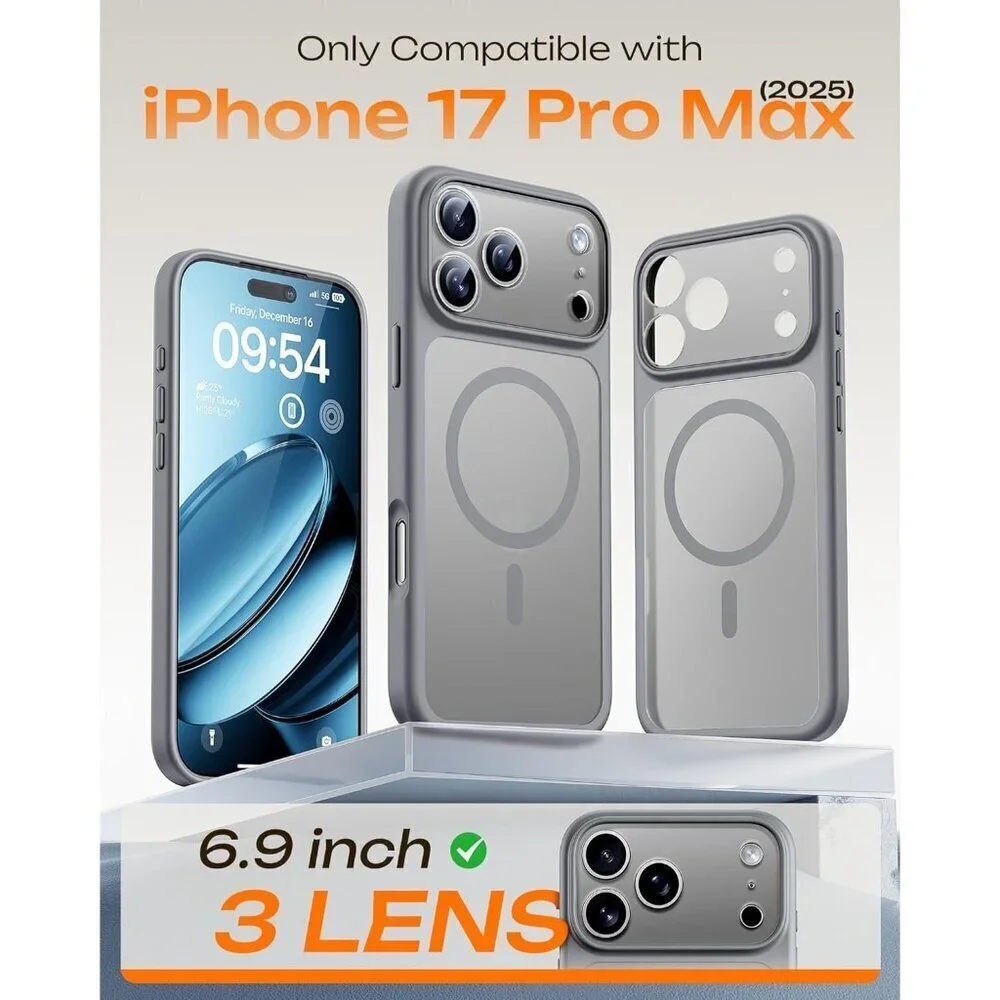 Gray Iphone 17 Pro Max Full Camera Protection Translucent Matte Phone Case